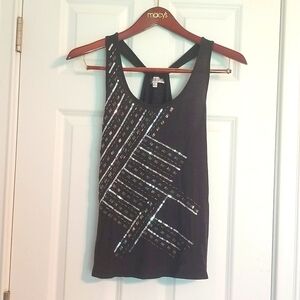 Jennifer Lopez Sequin Tank Top, Size M, Dark Gray